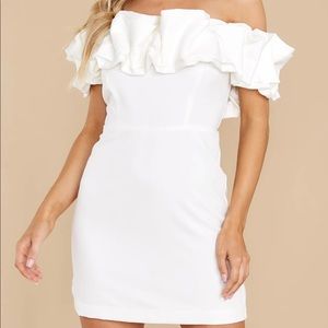 White off the shoulder mini dress